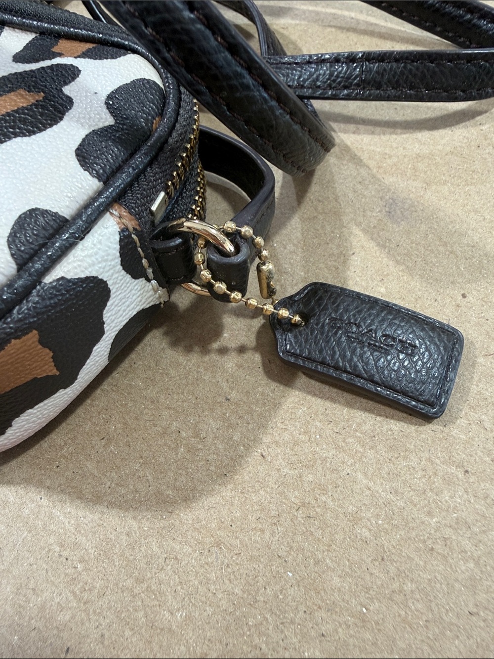 Coach Leopard Spot Crossbody Bag in White, Black & Brown - Picture 4 of 6
